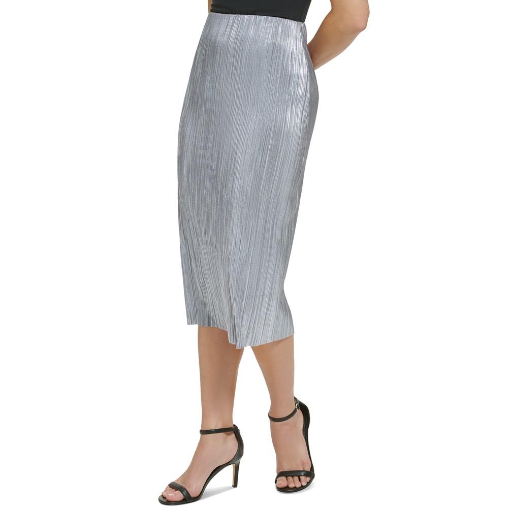 Women's Pleated Metallic Midi Skirt商品第3张图片规格展示