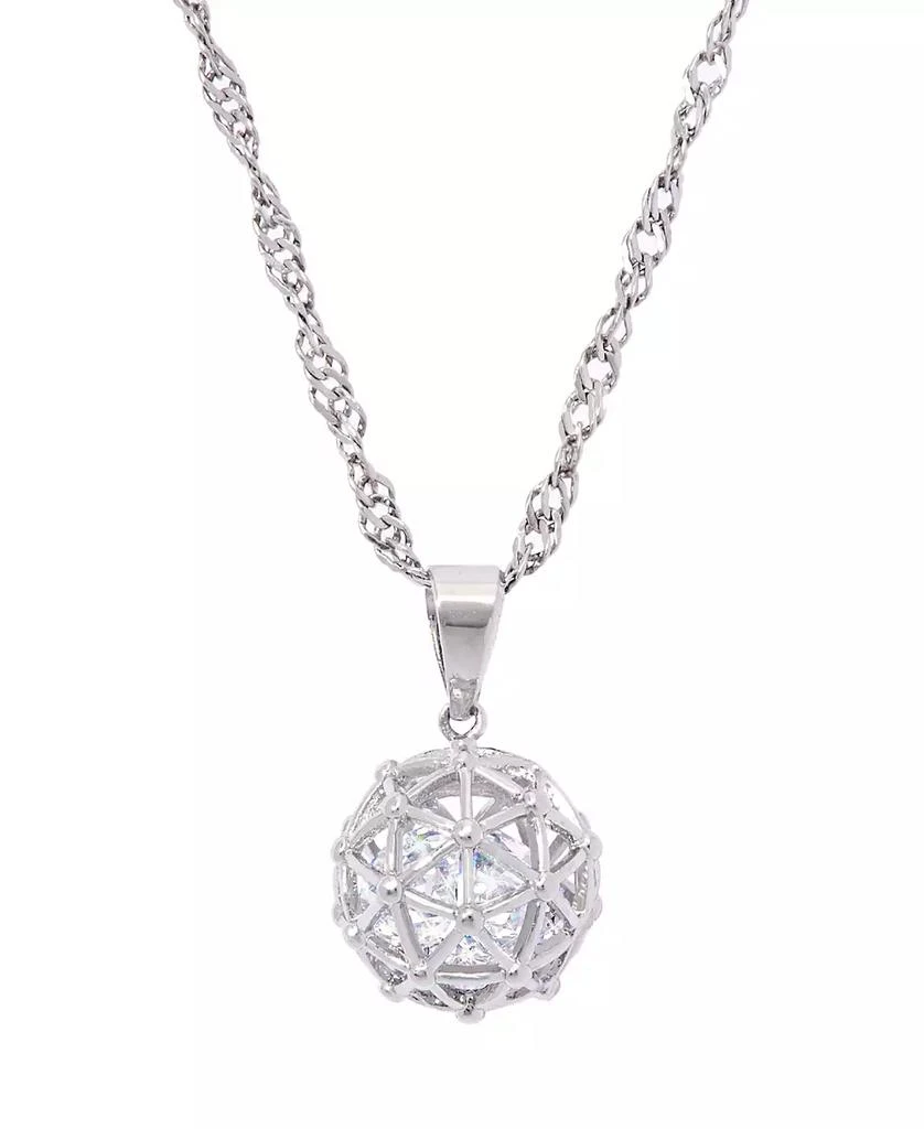 商品Macy's|Cubic Zirconia Millennial Ball Pendant Necklace 16" in Silver Plate,价格¥94,第1张图片