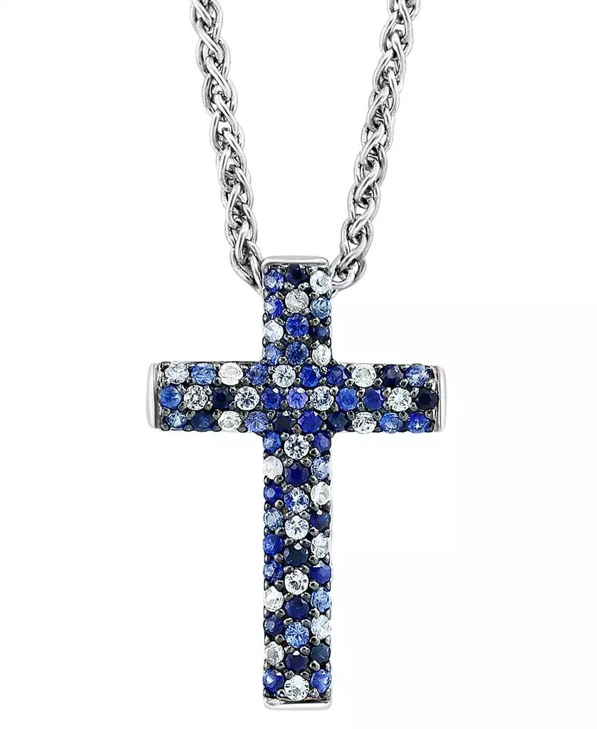 商品Effy|EFFY® Sapphire Ombré Cross 18" Pendant Necklace (2-1/2 ct. t.w.) in Sterling Silver,价格¥2771,第3张图片详细描述