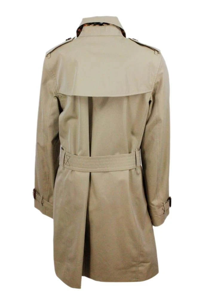 商品Burberry|Burberry Trench Coat In Cotton Gabardine With Buttons And Belt With Check Interior,价格¥7053,第3张图片详细描述