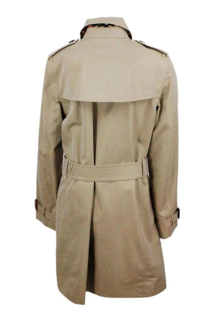 商品Burberry|Burberry Trench Coat In Cotton Gabardine With Buttons And Belt With Check Interior,价格¥7493,第3张图片详细描述