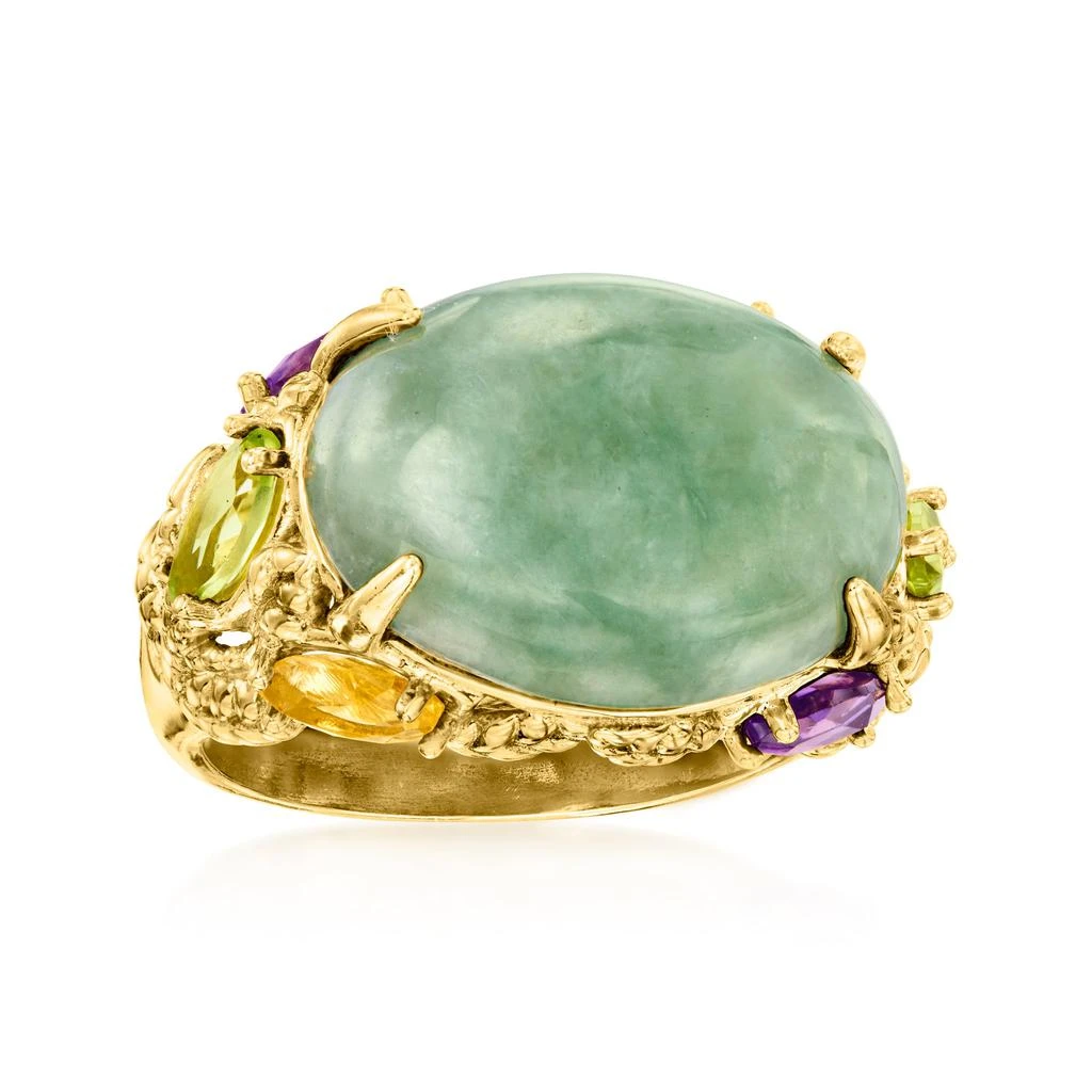 商品Ross-Simons|Jade and Multi-Gemstone Ring in 18kt Gold Over Sterling,价格¥866,第4张图片详细描述