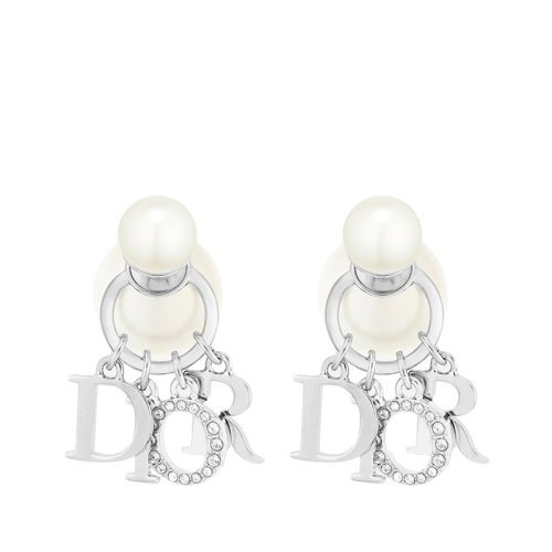 商品Dior|【包税】DIOR/迪奥 22春夏新款TRIBALES系列 女士银色金属白色树脂珠吊坠对称耳环E1411TRICY_D009,价格¥4945,第1张图片