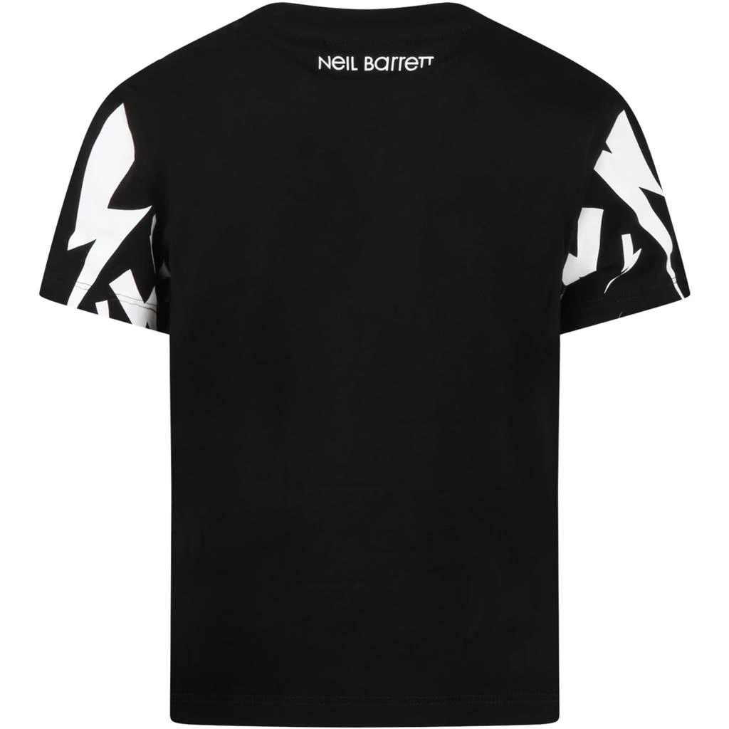 商品Neil Barrett|Neil Barrett Black T-shirt For Boy With Thunderbolts,价格¥704,第2张图片详细描述