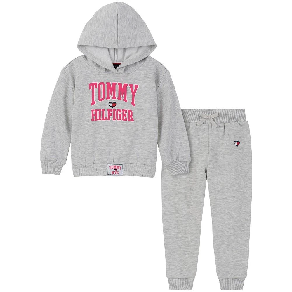 商品Tommy Hilfiger|Little Girls Heather Fleece Elastic-Hem Hoodie and Joggers, 2 Piece Set,价格¥156,第1张图片