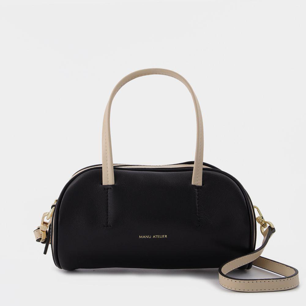 商品Manu Atelier|Hourglass Bag in Ivory and Black Leather,价格¥3912,第1张图片