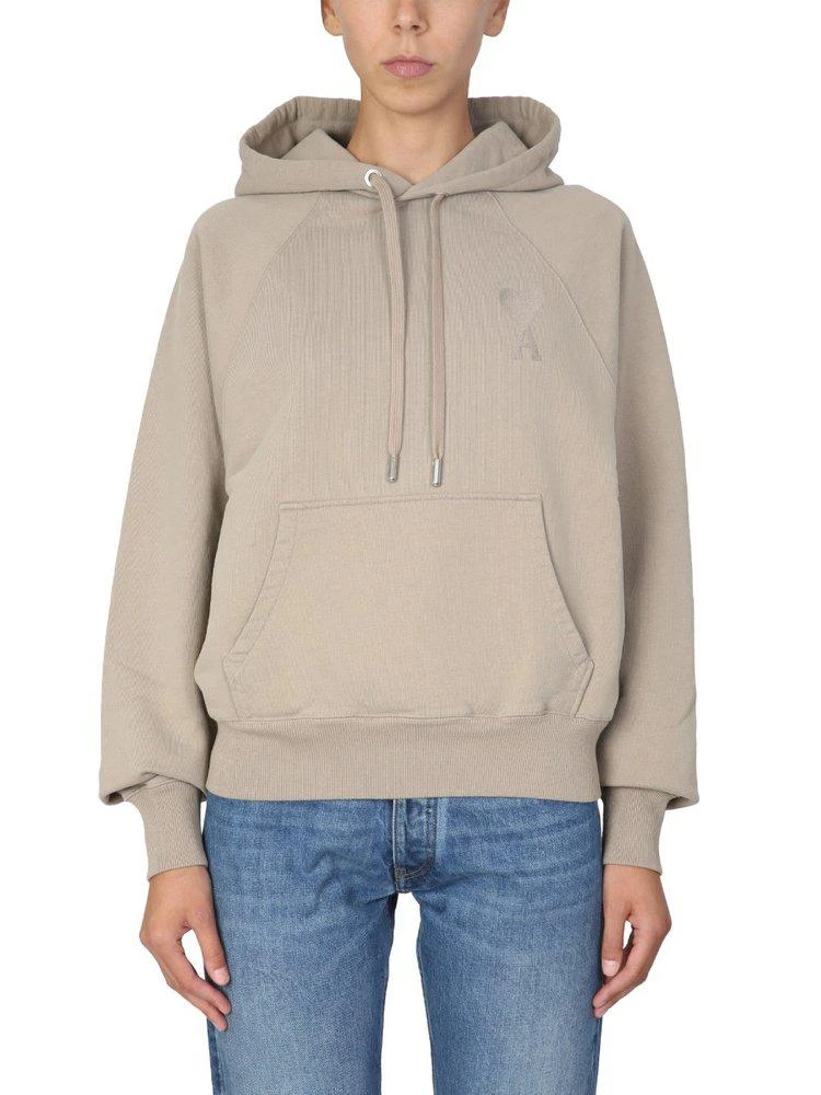 商品AMI|AMI Logo Embroidered Drawstring Hoodie,价格¥2299,第1张图片