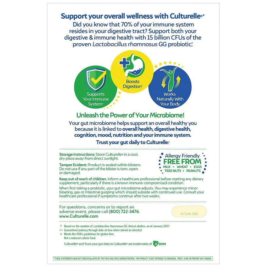 商品Culturelle|Health & Wellness Daily Probiotic For Women & Men 15 Billion CFUs,价格¥46,第2张图片详细描述