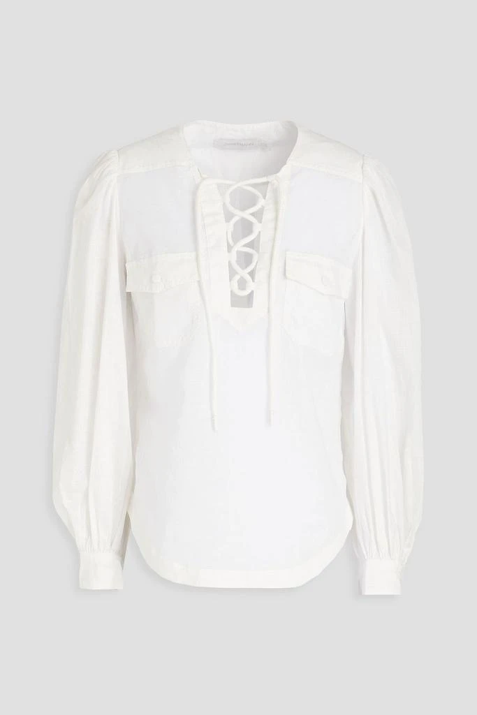 商品Zimmermann|Lulu lace-up cotton-voile blouse,价格¥1204,第3张图片详细描述