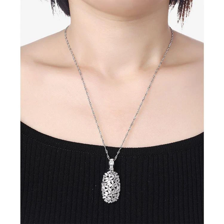 商品Macy's|Cubic Zirconia Baguette Cluster Pendant Necklace in Sterling Silver,价格¥400,第2张图片详细描述