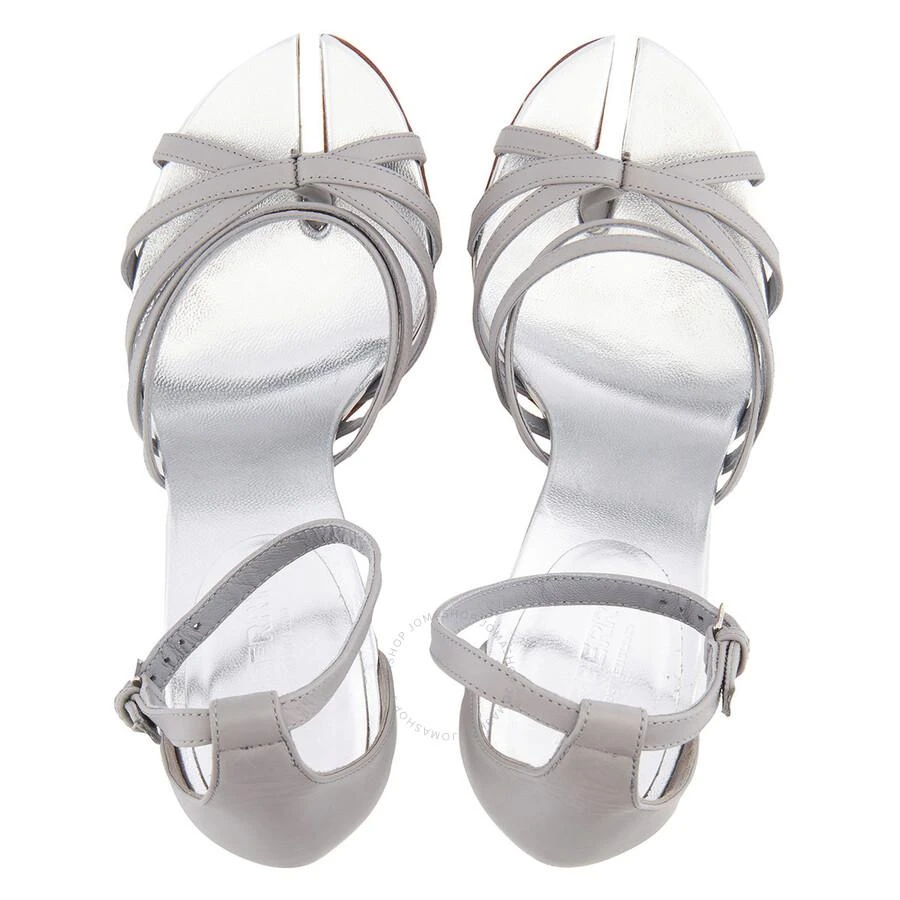 商品Burberry|Cloud Grey Split-toe Detail Leather Hove Thong Sandals,价格¥1185,第3张图片详细描述