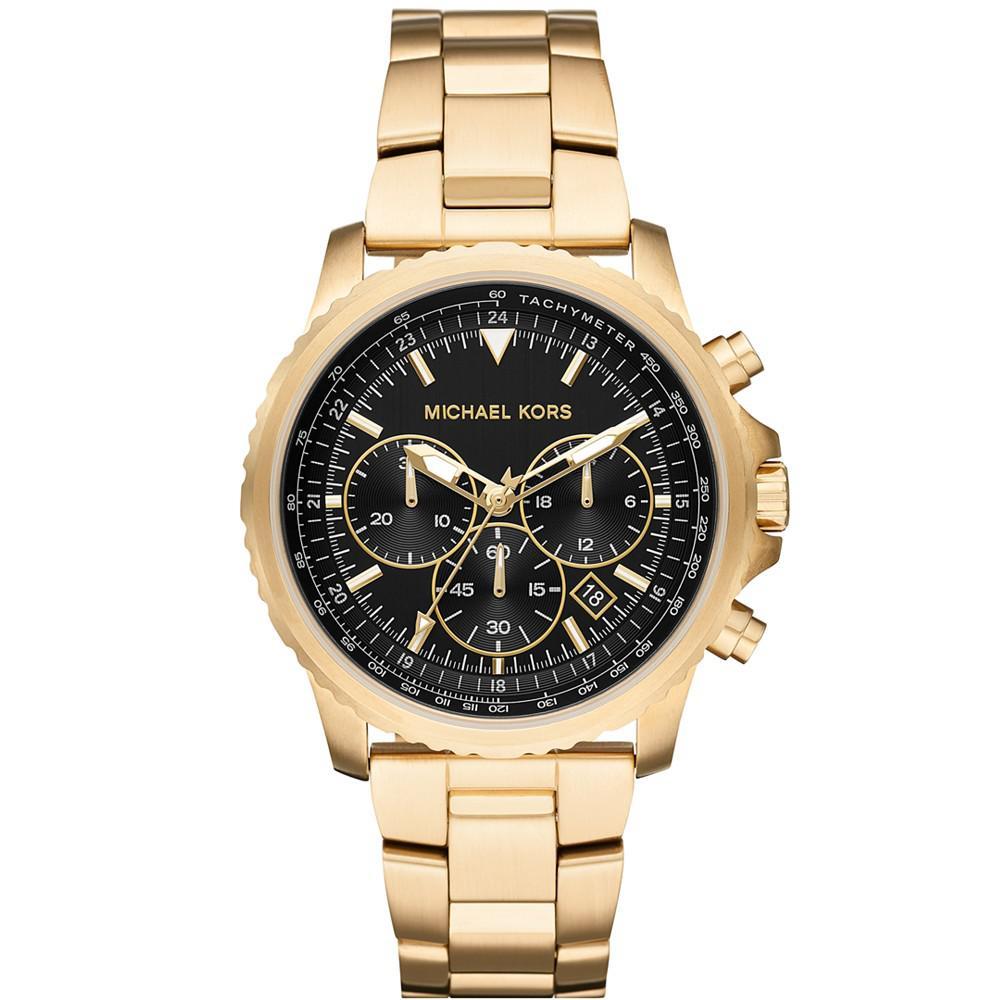 商品Michael Kors|Men's Chronograph Cortlandt Gold-Tone Stainless Steel Bracelet Watch 42mm,价格¥1009,第1张图片