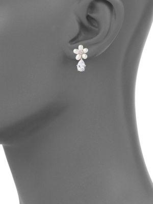 Luxe Emma 3MM White Oval Freshwater Pearl & Crystal Necklace & Drop Earrings Set商品第2张图片规格展示