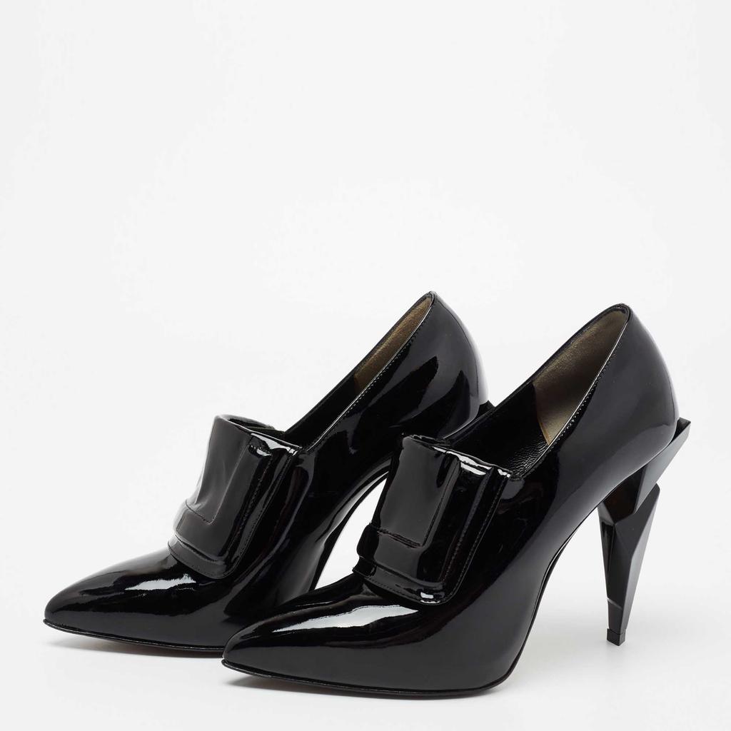 Fendi Black Patent Leather Diamond Heel Pointed Toe Ankle Booties Size 38.5商品第2张图片规格展示