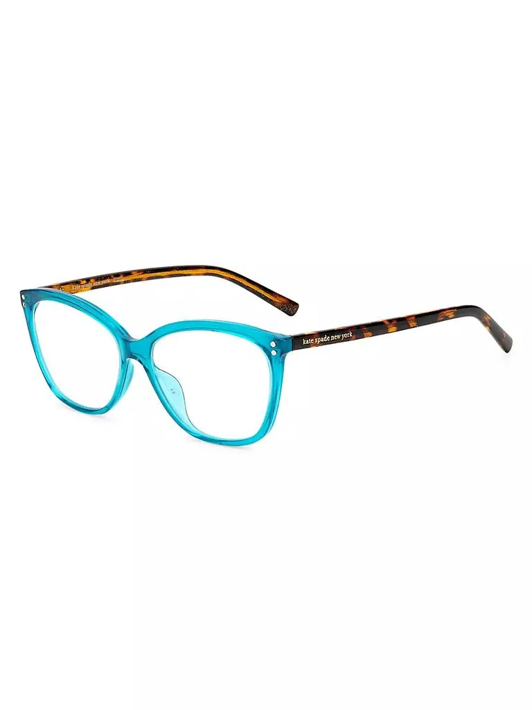 商品Kate Spade|Milena 55MM Blue Block Cat Eye Glasses,价格¥502,第2张图片详细描述