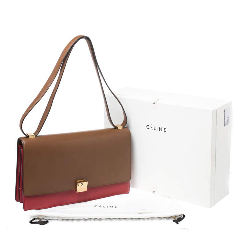 Celine Brown/Red Leather Large Classic Box Bag商品第9张图片规格展示