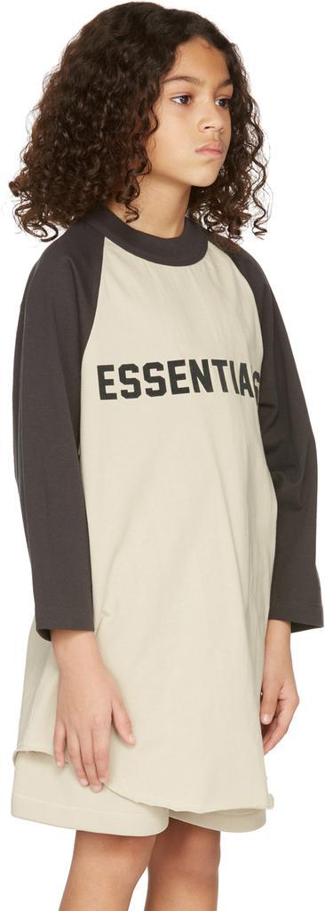 商品Essentials|Kids Beige Three-Quarter Sleeve Baseball T-Shirt,价格¥195,第5张图片详细描述