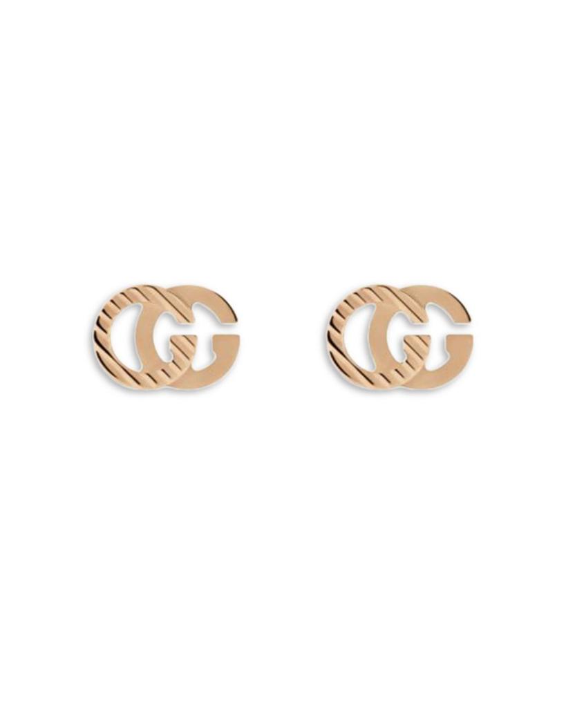 18K Rose Gold Running Double G Textured Stud Earrings商品第1张图片规格展示