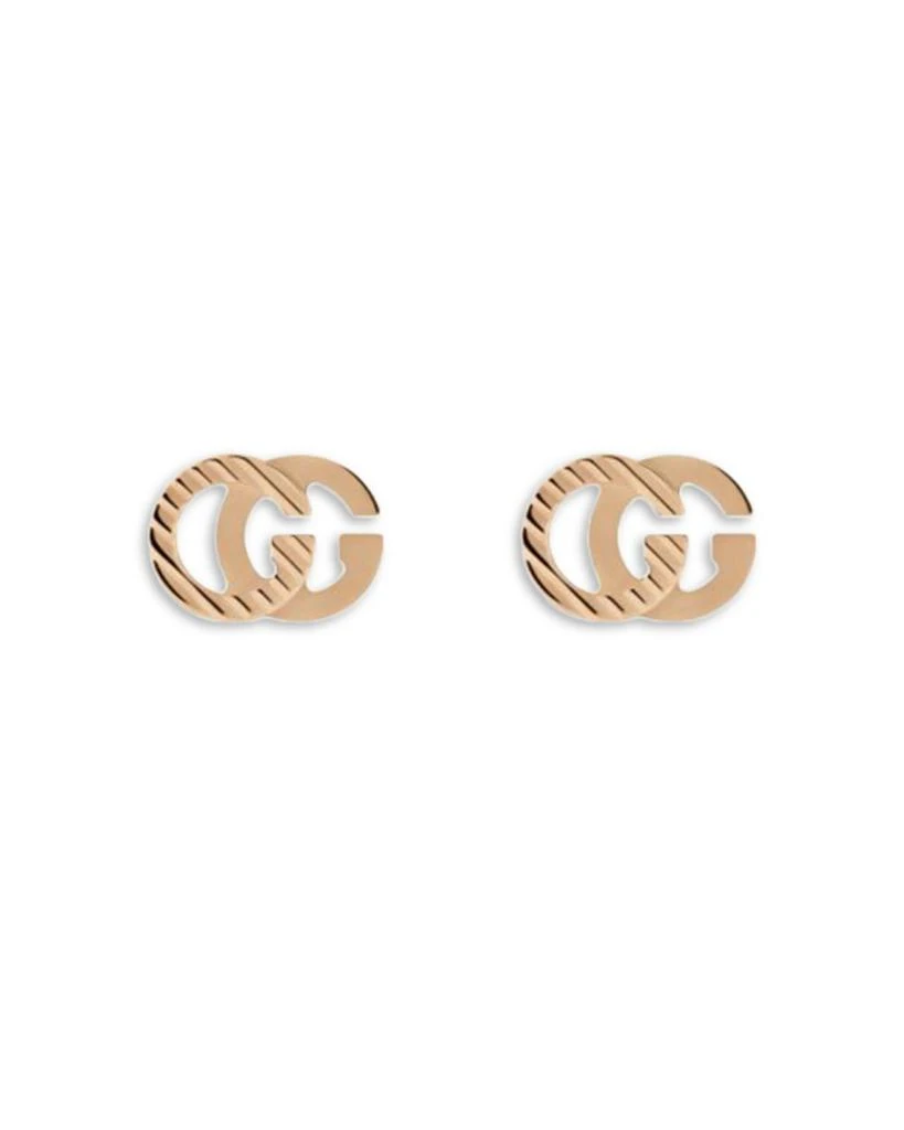 商品Gucci|18K Rose Gold Running Double G Textured Stud Earrings,价格¥5761,第1张图片