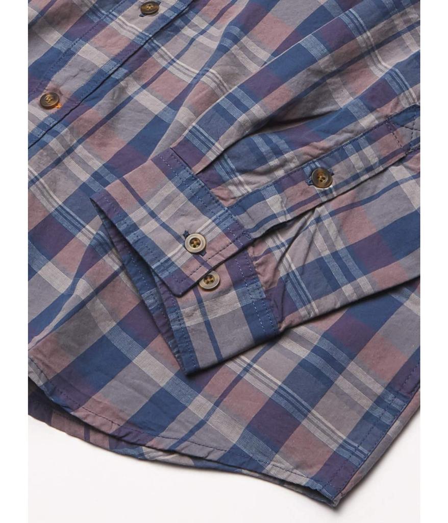 Men's Petite Relaxed Fit Cotton Long-Sleeve Plaid Shirt商品第4张图片规格展示