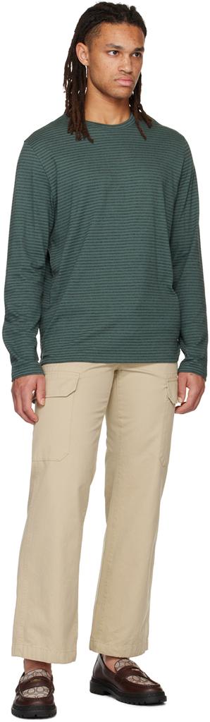 Green Stripe Long Sleeve T-Shirt商品第4张图片规格展示