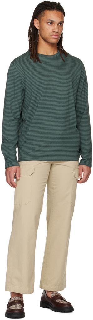 商品Vince|Green Stripe Long Sleeve T-Shirt,价格¥1257,第6张图片详细描述