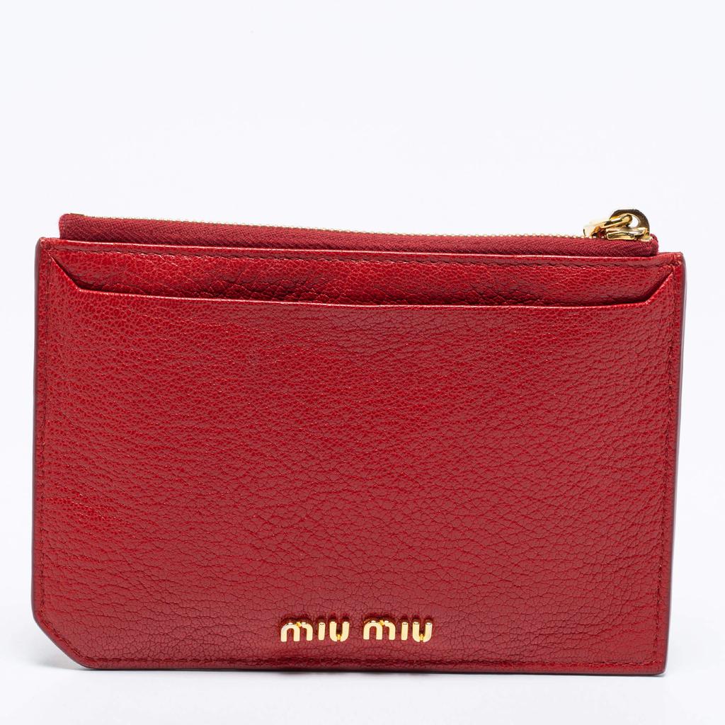 Miu Miu Multicolor Leather Zip Card Holder商品第5张图片规格展示