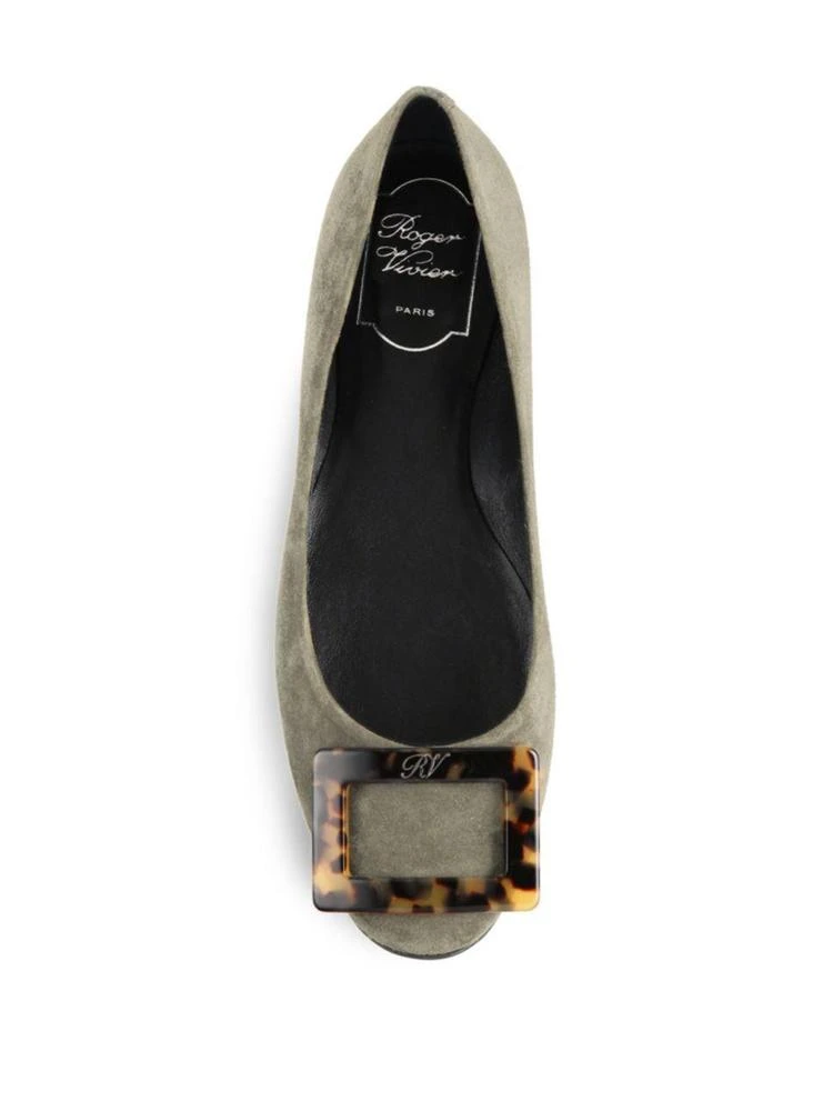 商品Roger Vivier|Gommette Tortoiseshell-Buckle Suede Ballet Flats,价格¥4693,第4张图片详细描述