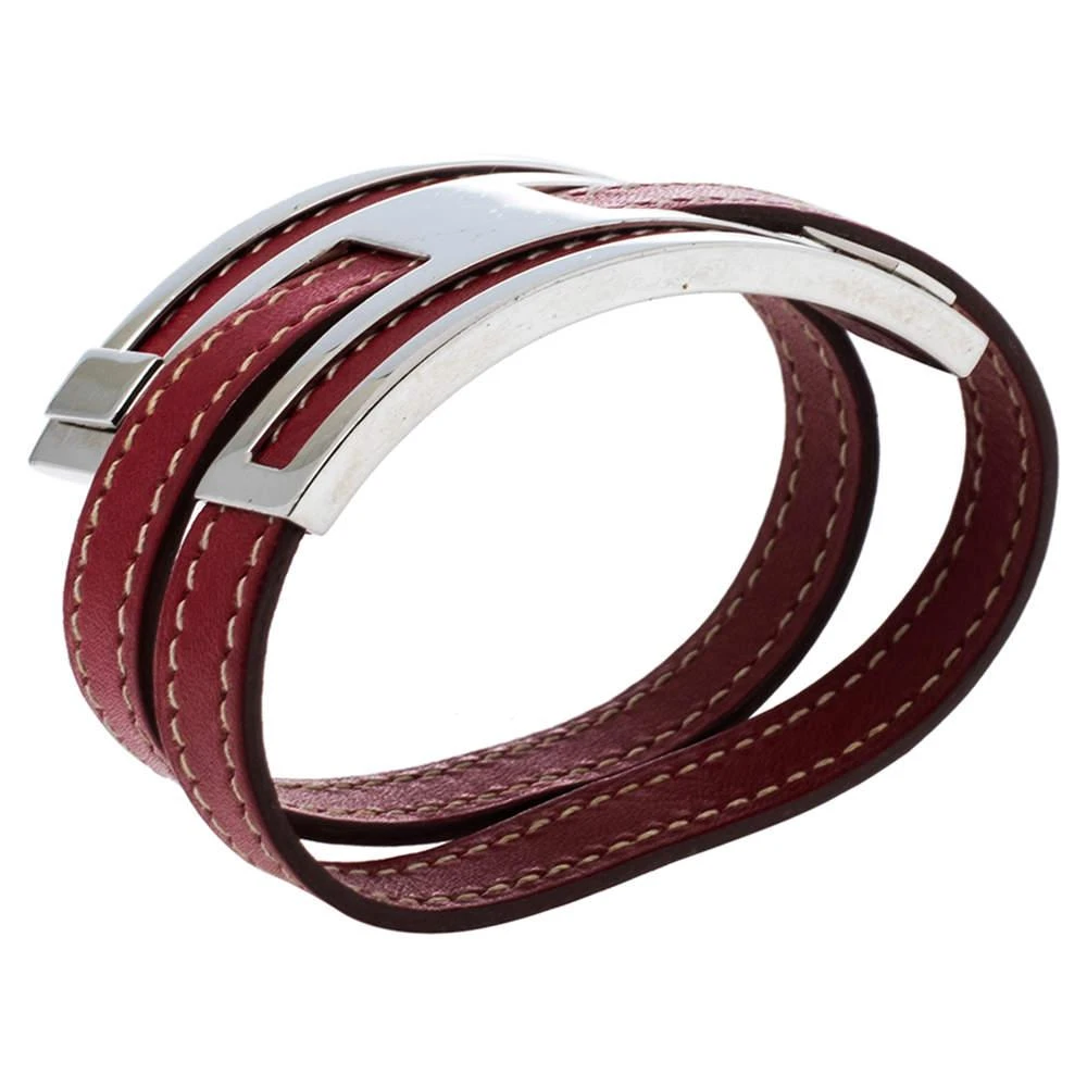 商品[二手商品] Hermes|Hermès Rouge Garance Chamonix Leather Pousse Pousse Bracelet,价格¥1361,第2张图片详细描述