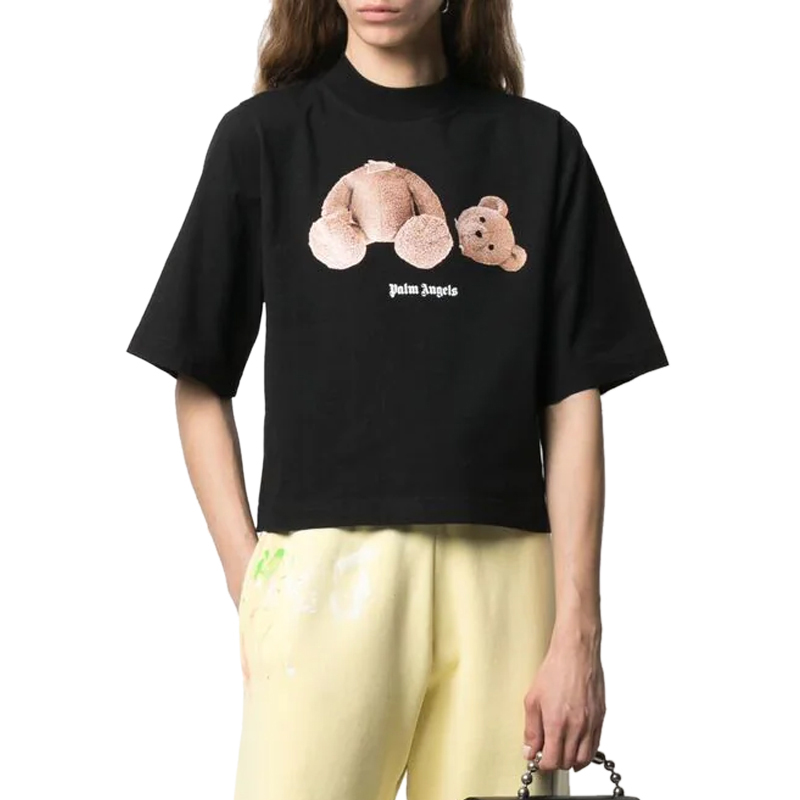 Palm Angels 女士黑色断头熊短款短袖T恤 PWAA02-0S21JE-R001-1060商品第2张图片规格展示