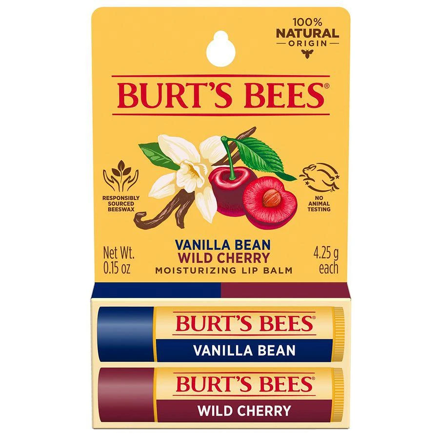 商品Burt's Bees|100% Natural Moisturizing Lip Balm Wild Cherry and Vanilla Bean,价格¥59,第1张图片