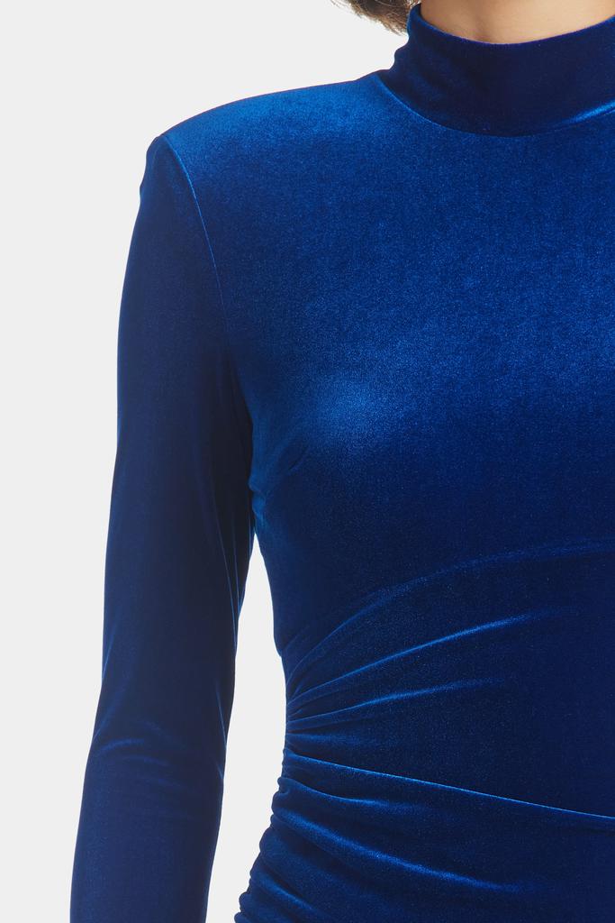 Short Mock Neck Long Sleeve Velvet Dress商品第4张图片规格展示