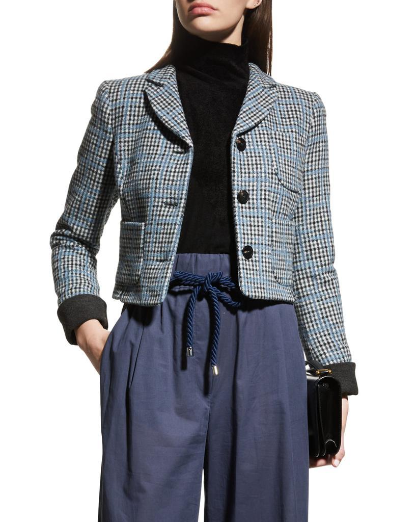 商品Emporio Armani|Cropped Plaid Wool Jacket,价格¥5687,第1张图片