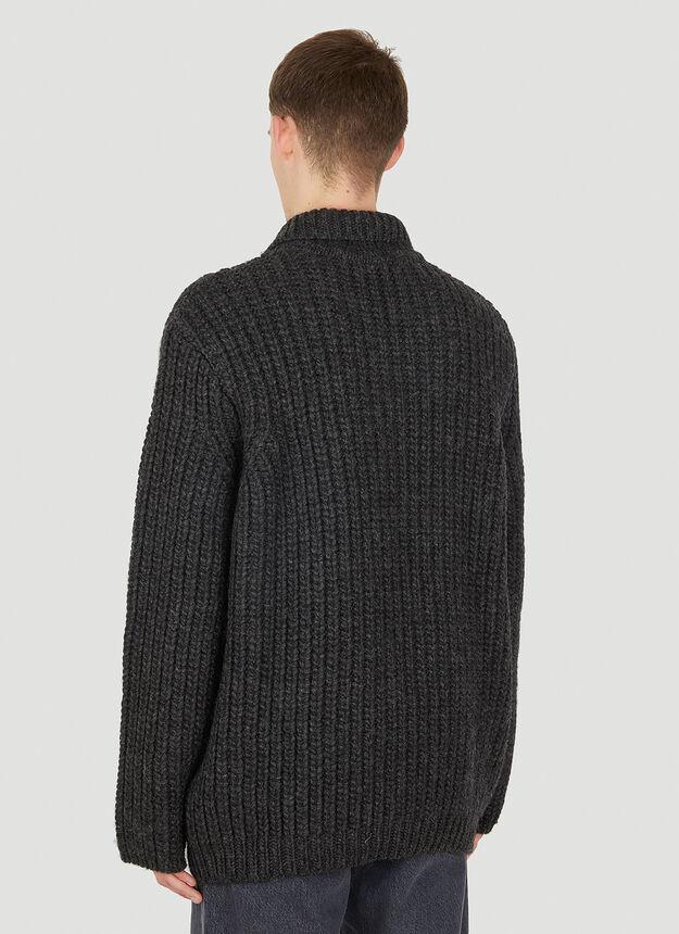 Knit Polo Sweater in Grey商品第4张图片规格展示