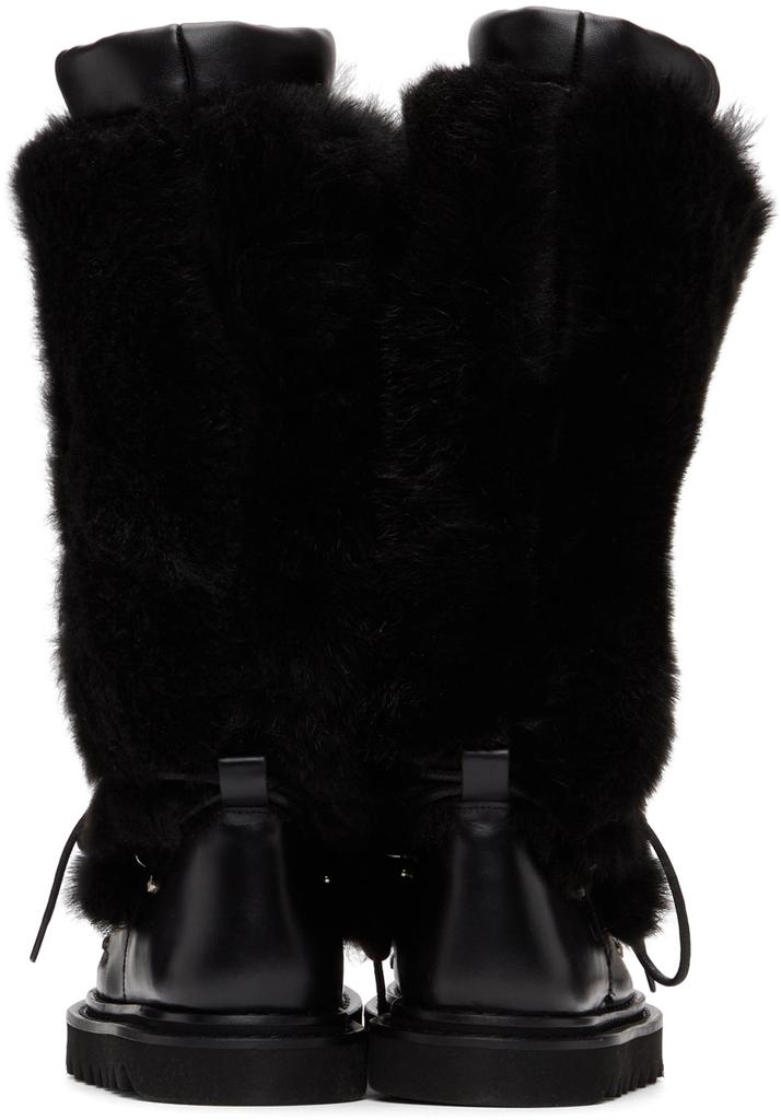 Black Shearling Studded Boots商品第4张图片规格展示