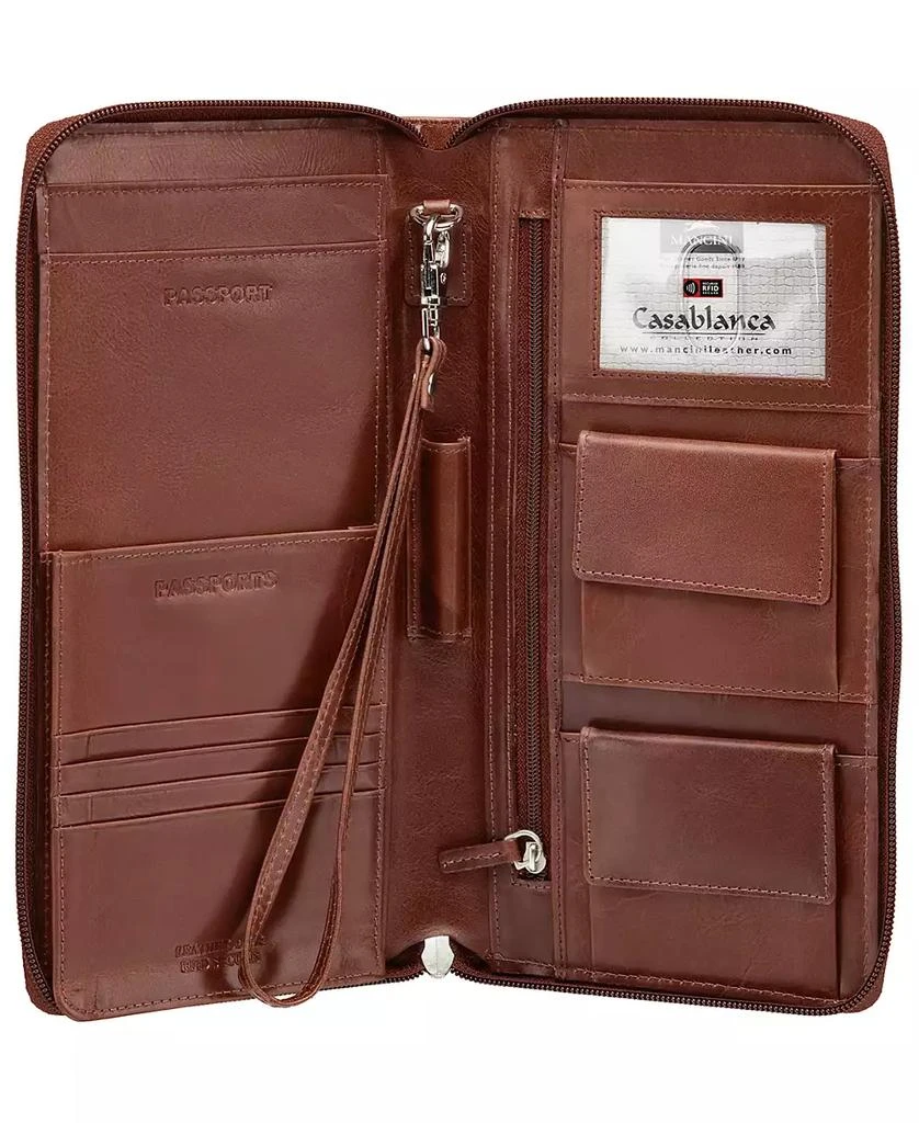 商品Mancini Leather Goods|Men's Casablanca Collection Deluxe Zippered Passport and Travel Organizer,价格¥412,第4张图片详细描述