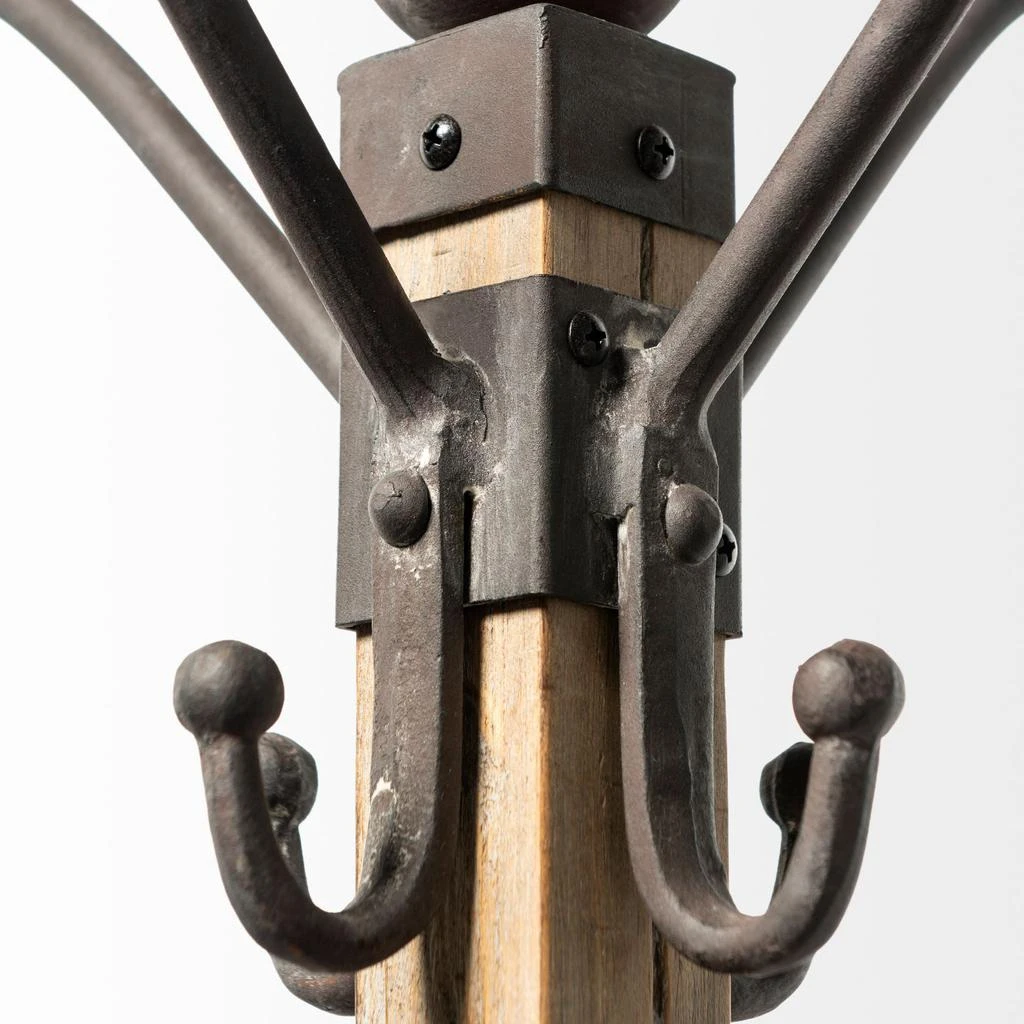 商品Homezia|Black Metal And Wooden Coat Rack With Multiple Hooks,价格¥3423,第1张图片