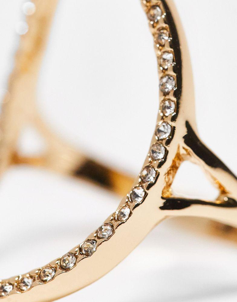 商品ASOS|ASOS DESIGN ring with open circle crystal design in gold tone,价格¥52,第4张图片详细描述