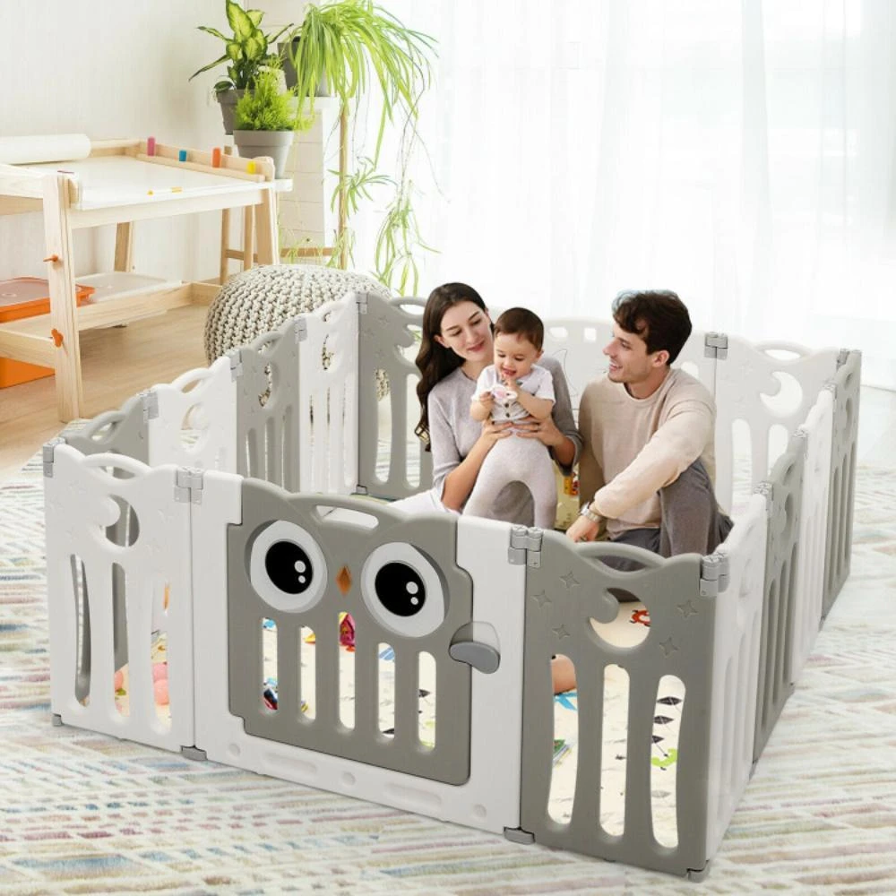 商品Hivvago|14-Panel Baby Playpen Kids Activity Center Foldable Play Yard with Lock Door,价格¥1429,第2张图片详细描述