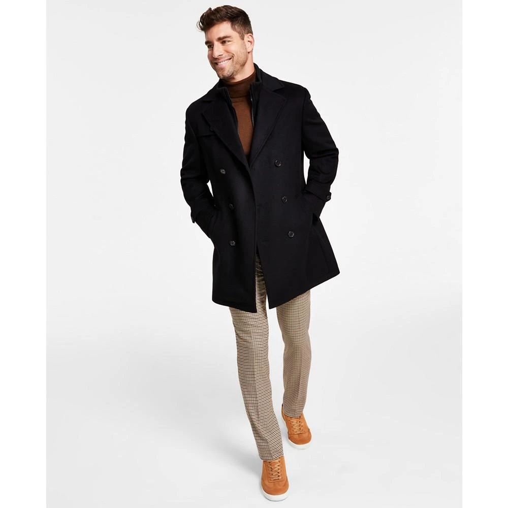 商品Ralph Lauren|Men's Classic-Fit Navy Solid Double-Breasted Overcoat with Attached Bib,价格¥577,第1张图片