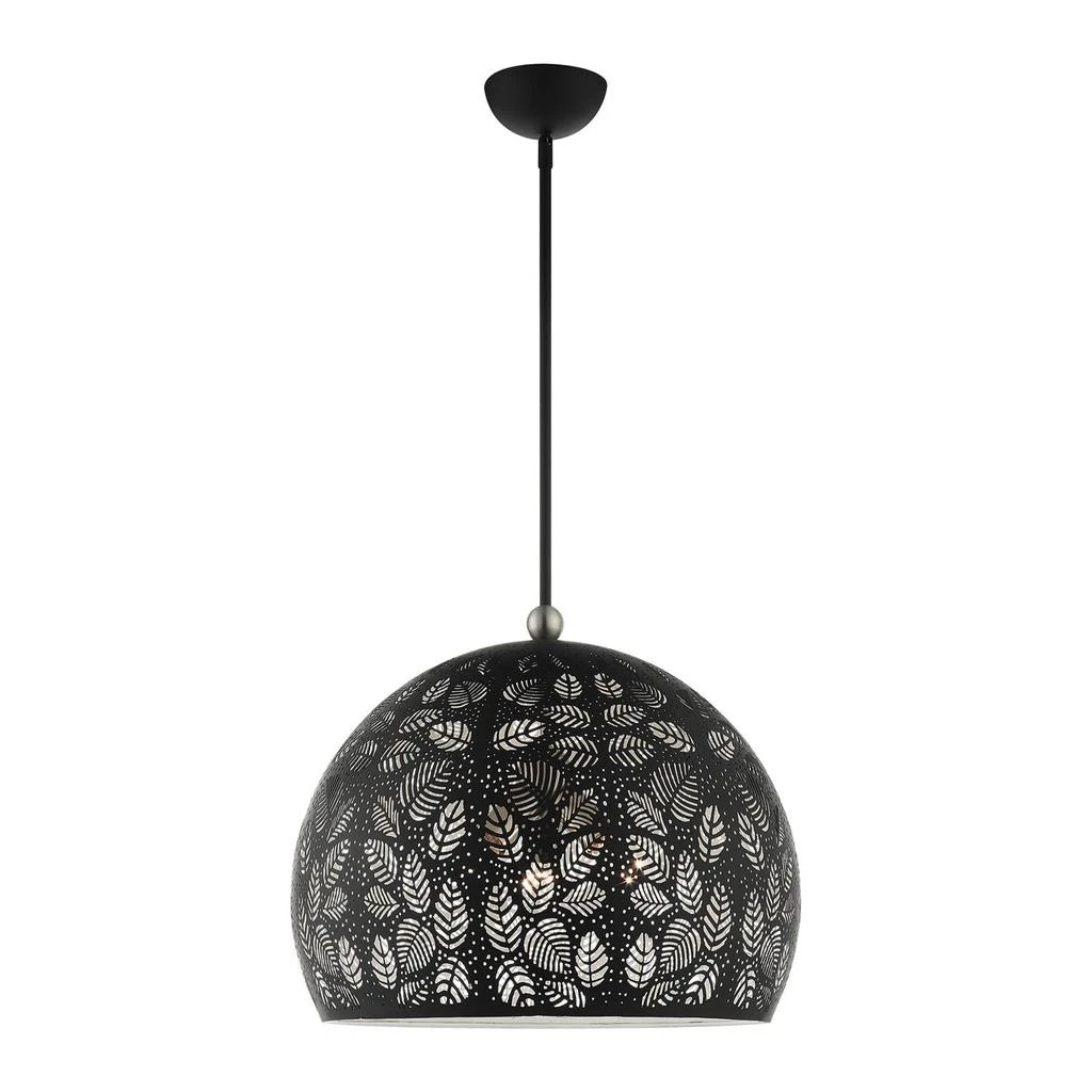 商品Livex Lighting|Three Light Black with Brushed Nickel Accents Pendant,价格¥5000,第1张图片