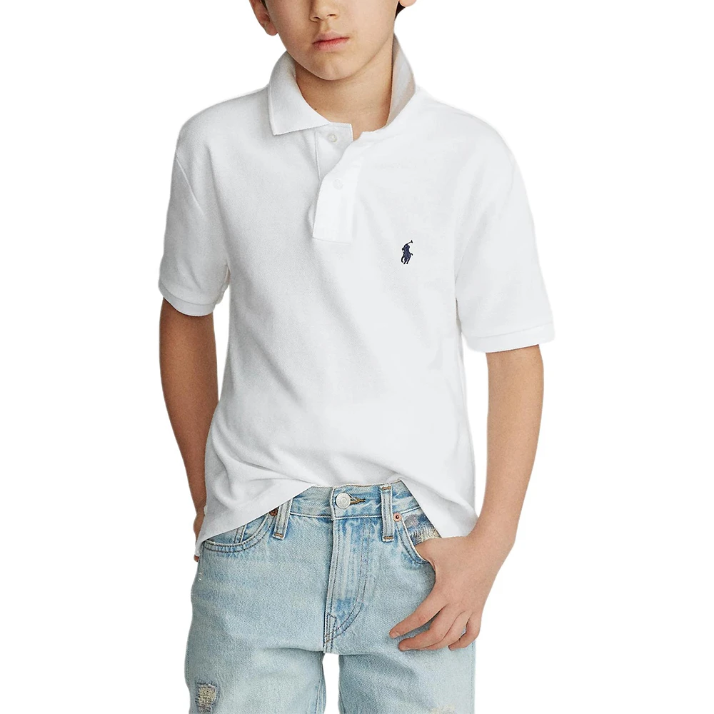 商品[国内直发] Ralph Lauren|SS23 Logo纯色刺绣套头短袖Polo衫 童款 白色,价格¥489,第5张图片详细描述
