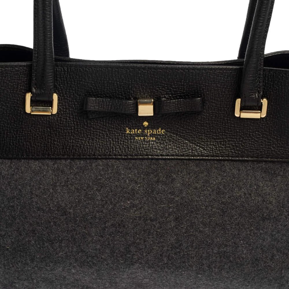 商品[二手商品] Kate Spade|Kate Spade Grey/Black Wool and Leather Henderson Street Tote,价格¥1204,第5张图片详细描述