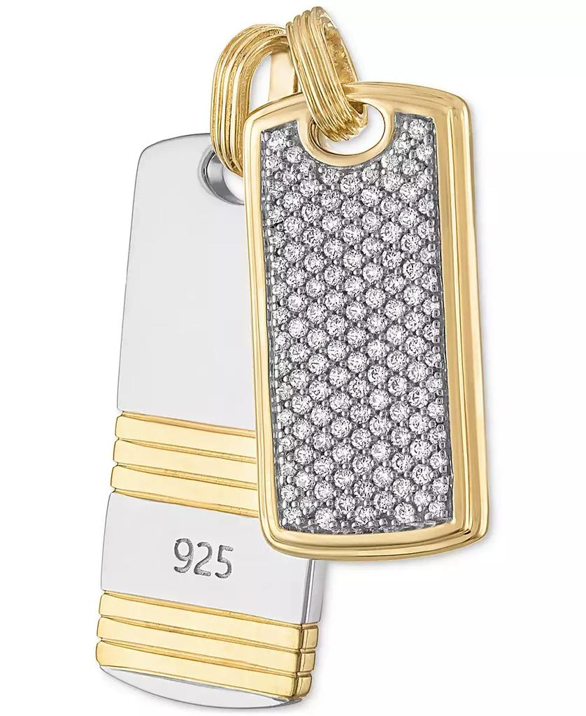 商品Esquire Men's Jewelry|2-Pc. Set Cubic Zirconia Pavé & Ridged Dog Tag Pendants in Sterling Silver & 14k Gold-Plate, Created for Macy's,价格¥1123,第2张图片详细描述