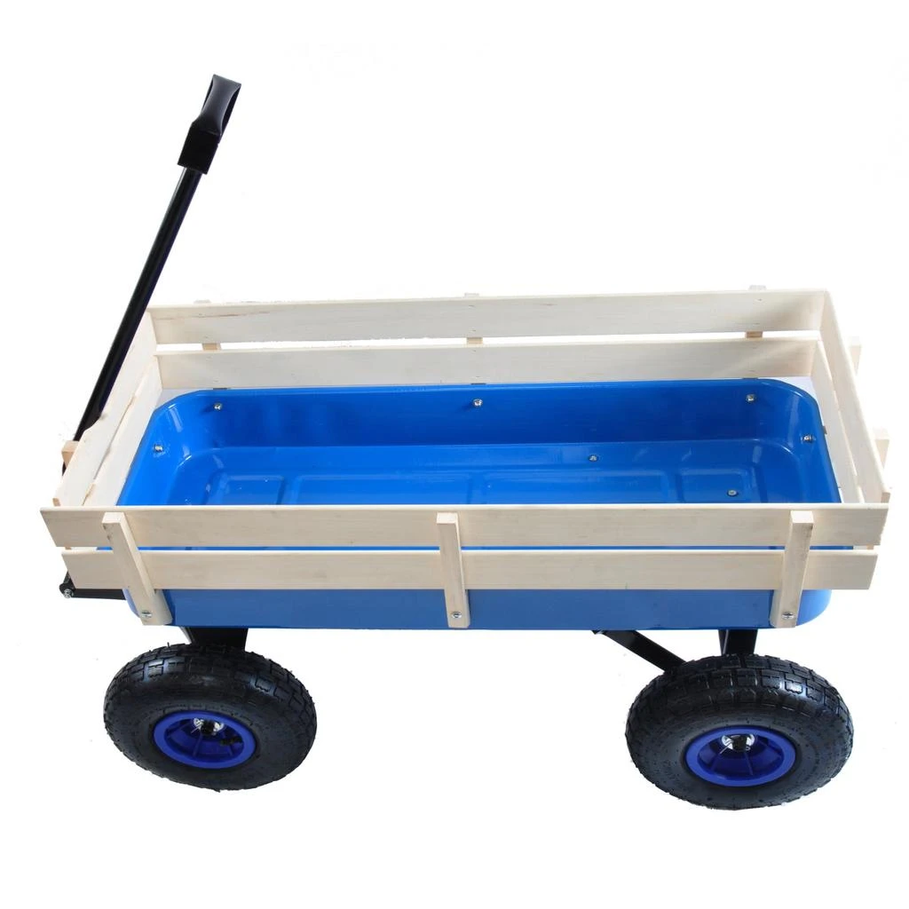 商品Simplie Fun|Outdoor Wagon All Terrain Pulling w/Wood Railing Air Tires Children Kid Garden,价格¥1608,第4张图片详细描述