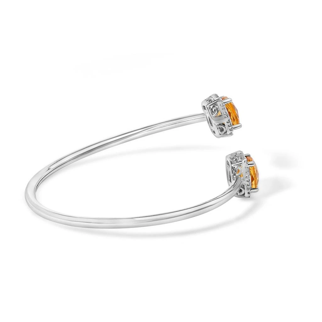 商品Haus of Brilliance|.925 Sterling Silver 8mm Cushion Cut Yellow Citrine Gemstone and Diamond Accent Split Bypass Bangle Bracelet,价格¥5046,第2张图片详细描述