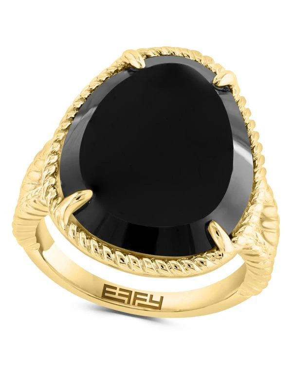 商品Effy ENY|14K Goldplated Sterling Silver & Onyx Ring,价格¥975,第1张图片