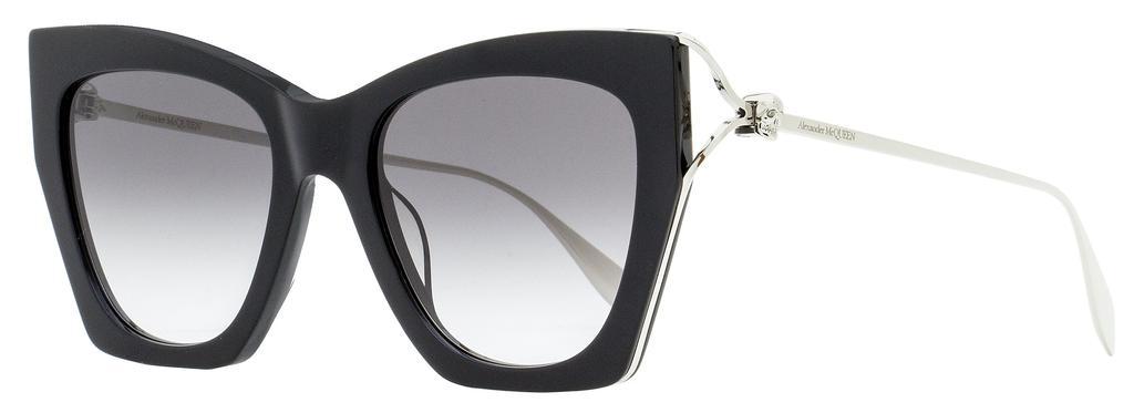 商品Alexander McQueen|Alexander McQueen Women's Square Cat Eye Sunglasses AM0375S 001 Black/Silver 53mm,价格¥2126,第1张图片