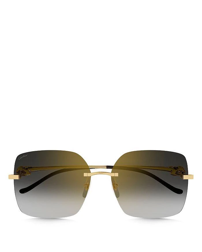 商品Cartier|Panthere Classic 24K Gold Plated Rimless Square Sunglasses, 60mm,价格¥9690,第2张图片详细描述