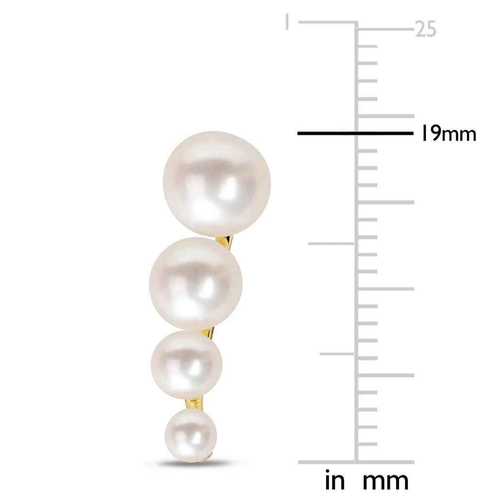 商品Mimi & Max|Freshwater Cultured Pearl Graduated Stud Earrings in Yellow Plated Sterling Silver,价格¥548,第2张图片详细描述